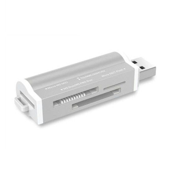 SDカードリーダー USB メモリーカードリーダー シルバー 4ポート MicroSD マルチカードリーダー コンパクト 軽量 ka10000a006