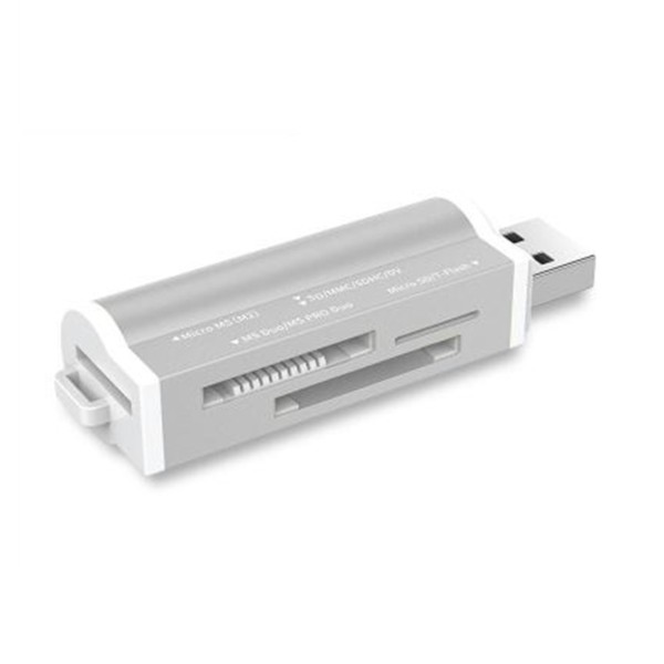 SDカードリーダー USB メモリーカードリーダー シルバー 4ポート MicroSD マルチカードリーダー コンパクト 軽量 ka10000a006