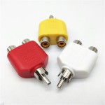 RCA/ピン端子 2分配アダプター 分配プラグ コンポジット3色 3個セット映像と音声ハイブリッド仕様 (オス)から(メス)2個 RCA映像端子拡張 3個セット
