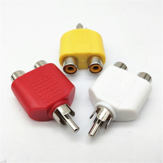 RCA/ピン端子 2分配アダプター 分配プラグ コンポジット3色 3個セット映像と音声ハイブリッド仕様 (オス)から(メス)2個 RCA映像端子拡張 3個セット