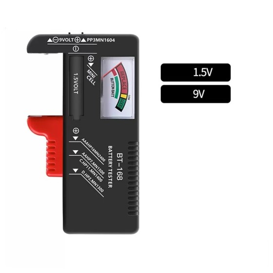 バッテリーチェッカー 電池チェッカー 残量チェッカー 乾電池 単1 単2 単3 単4 単5 9V形 バッテリーテスター 電池 残量 測定器 計測 デジタル 小型 軽量