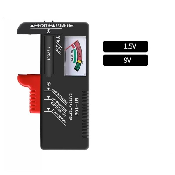 バッテリーチェッカー 電池チェッカー 残量チェッカー 乾電池 単1 単2 単3 単4 単5 9V形 バッテリーテスター 電池 残量 測定器 計測 デジタル 小型 軽量