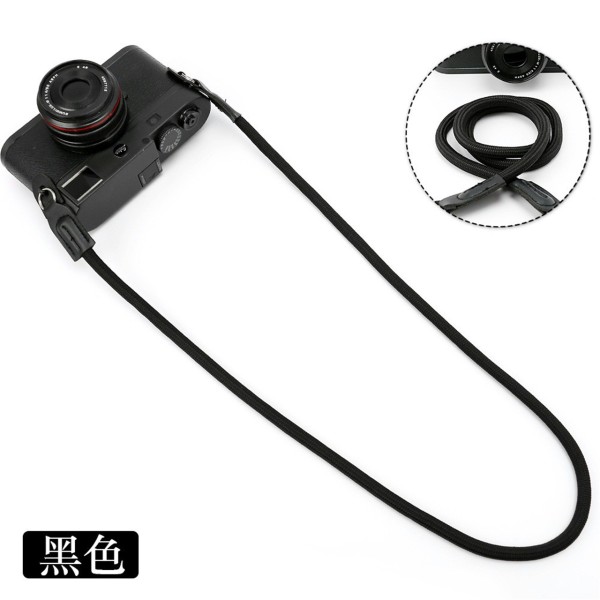 カメラストラップ ショルダーストラップ ロープ 黒 斜め掛け 肩掛け 首掛け 一眼レフ ミラーレス デジカメ 落下防止 紛失防止 シンプル おしゃれ