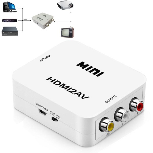 HDMI to RCA 変換 アダプター コンバーター アナログAV コンポジット 1080P 対応 PAL NTSC 切り替え 音声出力 車 ゲーム カーナビ テレビ PS4 PS5 スイッチ