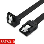 SATAケーブル ラッチ付 シリアルATAラウンドケーブル 片下L型コネクタ SATA Revision 3.0規格対応