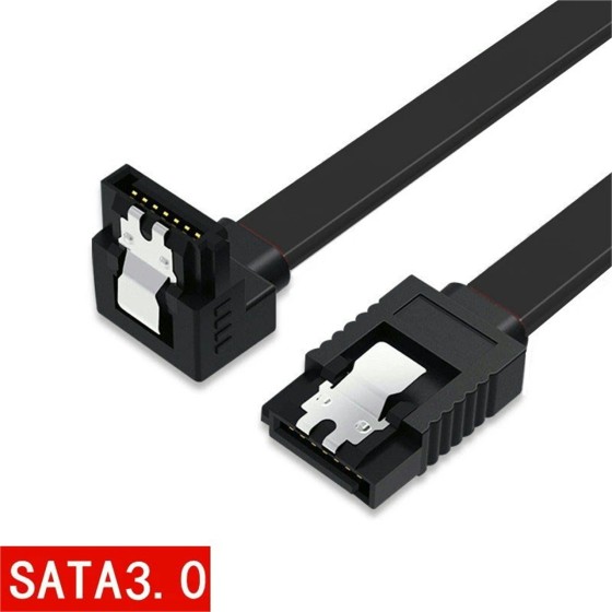 SATAケーブル ラッチ付 シリアルATAラウンドケーブル 片下L型コネクタ SATA Revision 3.0規格対応