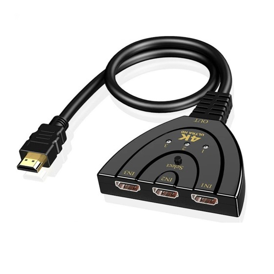 HDMI切り替え器 3入力1出力 分配器 | HDMIセレクター | HDMI端子増設 | 4K/1080p/3D対応 | Fire TV Stick、Xbox、PS3/4/5、PC、プロジェクターなど対応