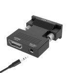 HDMI to VGA 変換アダプタ 3.5mm音声出力対応 電源不要 D-Sub15ピン