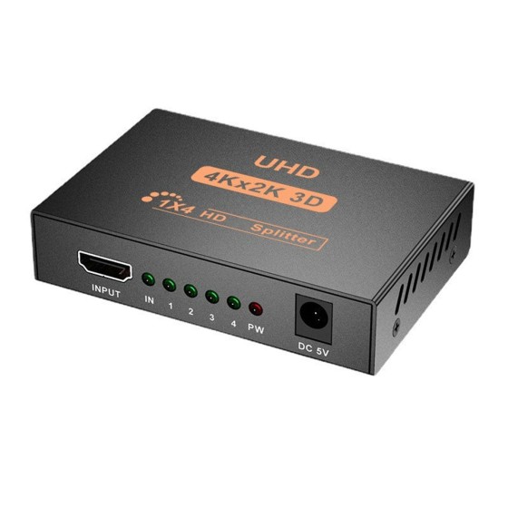HDMI分配器 1入力4出力 4K対応 高画質分配器 パソコン・テレビ用分屏器 音声対応 HDMIスプリッター 4K-1入力4出力 * メタルケースka10000a090