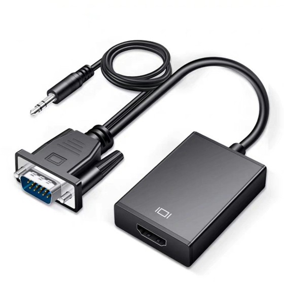 VGA to HDMI変換アダプター ノートパソコン・テレビ・プロジェクター対応 HDMI to VGA接続ケーブル ビデオ変換器 ka10000a101