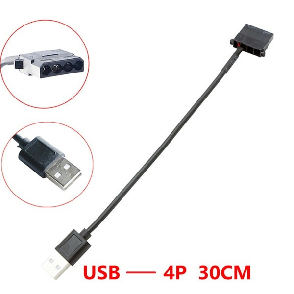 USB-to-フラット大4Pファン変換ケーブル USB-to-CPUファン用アダプターケーブル パソコン用ファン減速電源ケーブル 5V電源供給ケーブルka10000a123