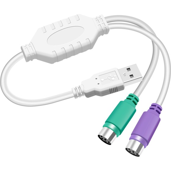 PS2-to-USB変換アダプターケーブル パソコン用マウス・キーボード対応 丸型PS2コネクタ-to-USB変換器ka10000a144