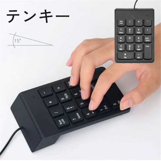 有線テンキー ナンバーパッド USB接続 薄型スリムデザイン 小型で持ち運び便利 滑り止め付き 数字入力に最適 ブラック PC周辺機器ka10000a157
