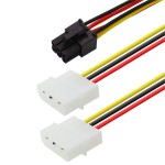 デュアル大4ピン to グラフィックカード6ピン 4pin 6pin延長変換ケーブル D型IDE大4P電源対応ka10000a188