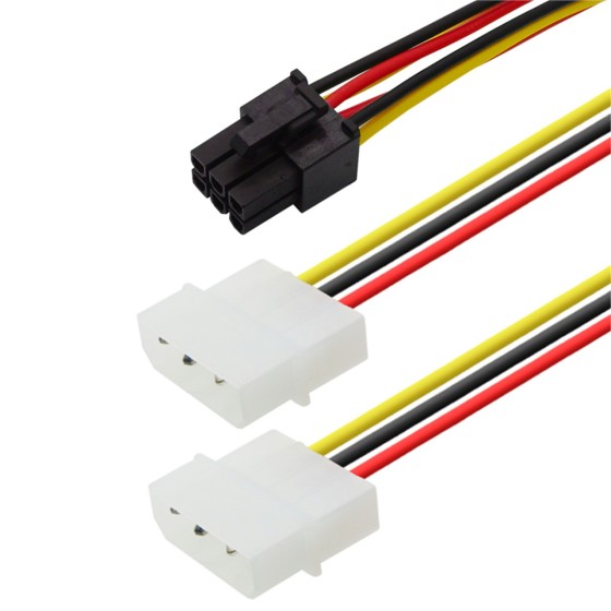 デュアル大4ピン to グラフィックカード6ピン 4pin 6pin延長変換ケーブル D型IDE大4P電源対応ka10000a188