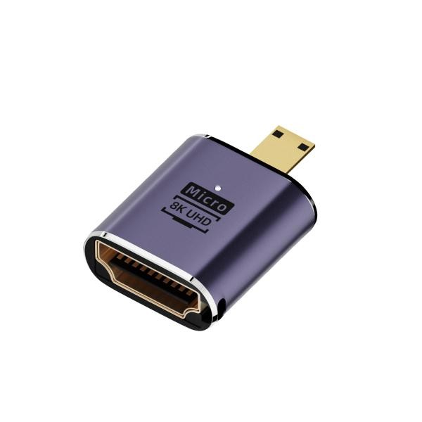 8K UHD対応 HDTV変換アダプター  タイプD HDMI マイクロHDMI Micro HDMIオス to HDMIメス  直型 HDMI延長アダプター ka10000a198