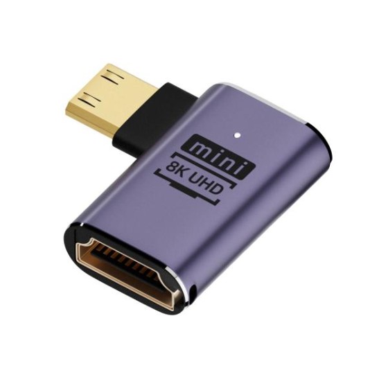 8K UHD対応 HDTV変換アダプター タイプC HDMI ミニHDMI Mini HDMIオス to HDMIメス 側面L型 右向き HDMI延長アダプター ka10000a204