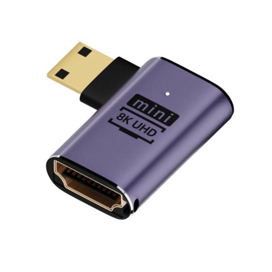 8K UHD対応 HDTV変換アダプター タイプC HDMI ミニHDMI Mini HDMIオス to HDMIメス 側面L型 左向き ka10000a205