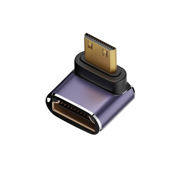 8K UHD対応 HDTV変換アダプター タイプC HDMI ミニHDMI Mini HDMIオス to HDMIメス L型 下向き HDMI延長アダプター ka10000a206