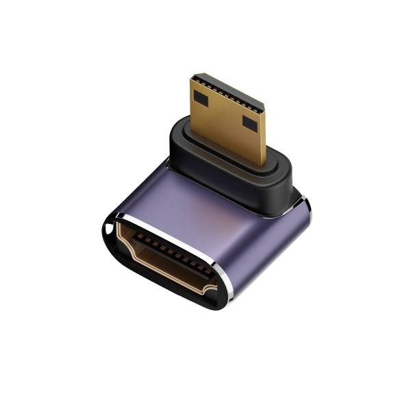 8K UHD対応 HDTV変換アダプター タイプC HDMI ミニHDMI Mini HDMIオス to HDMIメス L型 上向き HDMI延長アダプター ka10000a207