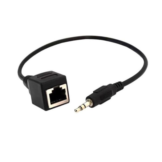AUX 3.5mm ステレオミニプラグオス-RJ45メス RJ45ソケット オーディオ LAN 変換ケーブル 延長ケーブル  タッチパネル式カラオケ機 データ転送対応 ka10000a213