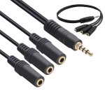 3.5mmステレオ分配ケーブル 3分配 オーディオ 分岐ケーブル 3.5mm(オス) to 3.5mm(メス)×3 イヤホン分岐アダプター ヘッドフォン共有シュア用 ka10000a223
