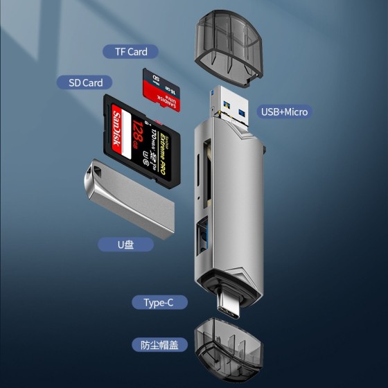 USB3.0多機能カードリーダー Type-C対応 OTG機能付き SD TF USBメモリ対応 Androidスマホ パソコン カメラ用 高速データ転送 ka10000a292