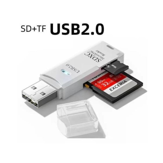 USB2.0 カードリーダー SDカード TFカード対応 二合一 白色 高速転送 パソコン ノートPC タブレット カメラ 車載対応ka10000a311