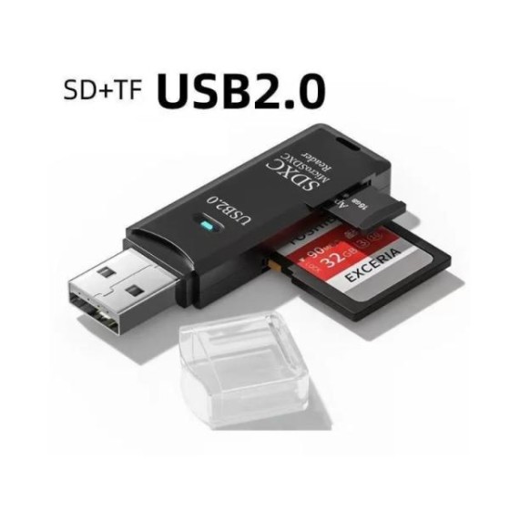 USB2.0 カードリーダー SDカード TFカード対応 二合一 黒色 高速転送 パソコン ノートPC タブレット カメラ 車載対応ka10000a312