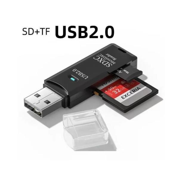 USB2.0 カードリーダー SDカード TFカード対応 二合一 黒色 高速転送 パソコン ノートPC タブレット カメラ 車載対応ka10000a312