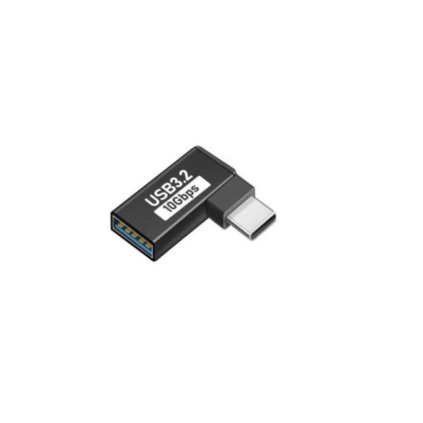 Type-C to USB3.2 L字型変換アダプター オス-メス 10Gbps高速転送 OTG対応 PD急速充電 省スペース設計 中継コネクタka10000a343
