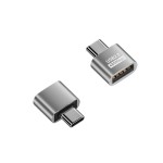 USB2.0変換アダプター Aメス→Type-Cオス シルバー OTG対応 480Mbpsデータ転送 スマホ/PC用 小型中継コネクタka10000a345
