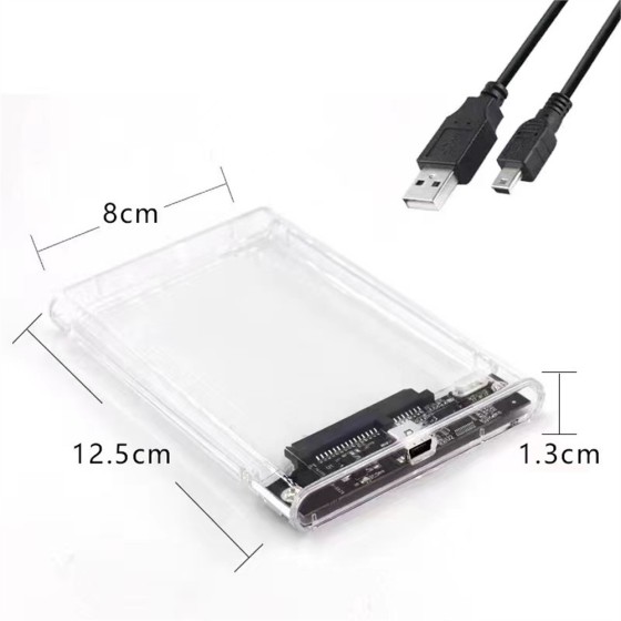 2.5インチ HDD SSD 対応 透明ハードディスクケース USB2.0接続 SATA対応 工具不要 外付けケースka10000a363