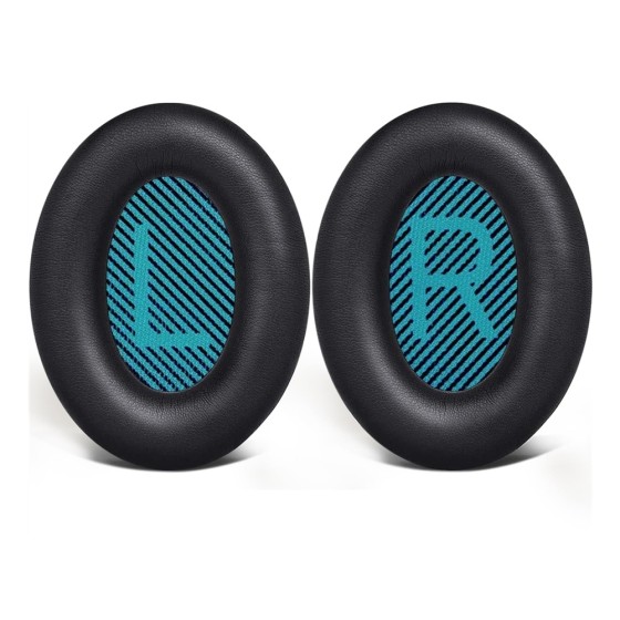 Bose QC15/QC25/QC35/QC2/Ae2/Ae2i/Ae2w/SoundTrue/SoundLink  交換用イヤーパッド クッション  ソフトレザー  遮音タイプ 青黒カラーヘッドホン用 ka10000a516