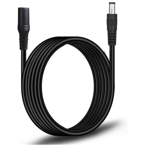 DC延長コネクタ 3m 18AWGケーブル 5.5×2.1mm 最大12A対応 銅芯使用 汎用電源延長コード 防犯カメラ・LED・車載モニター対応 ka10000a536