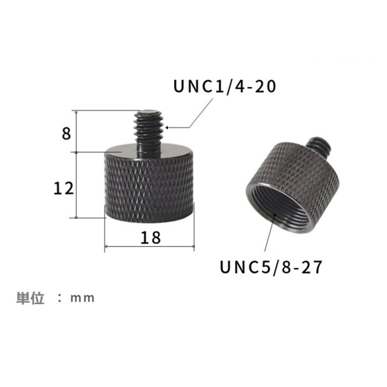 カメラネジ変換アダプター 1/4オス→5/8-27メス（K80） アルミ合金製 ダブルヘッドスタッド 三脚・一脚・雲台・スタンド対応 撮影用ネジ ka10000a545