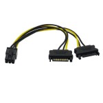SATA電源分岐ケーブル デュアルSATA → PCI-E 6ピン 変換ケーブル グラフィックボード/GPU用 電源ケーブル 映像カード 電源延長ケーブル 高速安定 ka10000a561