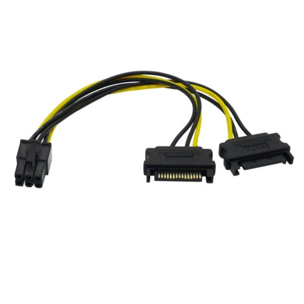 SATA電源分岐ケーブル デュアルSATA → PCI-E 6ピン 変換ケーブル グラフィックボード/GPU用 電源ケーブル 映像カード 電源延長ケーブル 高速安定 ka10000a561