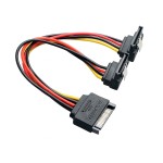 SATA電源変換ケーブル 分岐タイプ オス→メス2ポート 90度アングル 金属ロック付き HDD/SSD用 補助電源コードka10000a562