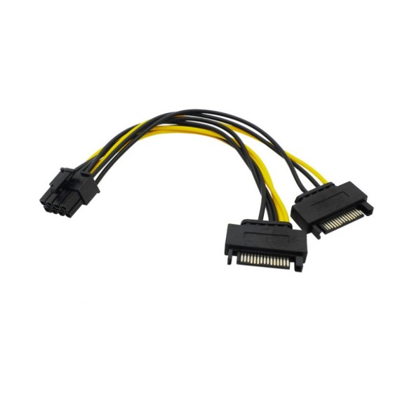 SATA電源分岐ケーブル 2ポートSATAオス → PCI-E 8ピン 一分二 変換ケーブル GPU/グラフィックカード用 補助電源コードka10000a564