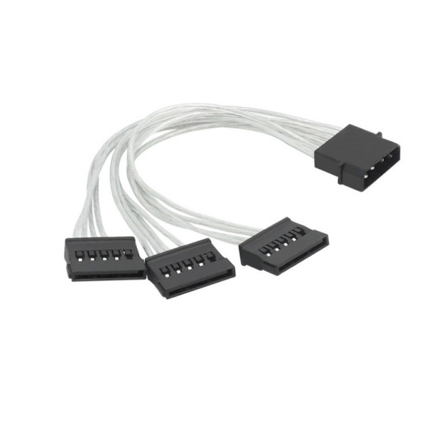 大4ピン → SATA電源ケーブル (SATAメス×3) 3分岐 18AWG 錫メッキ銅芯 透明ケーブルka10000a565