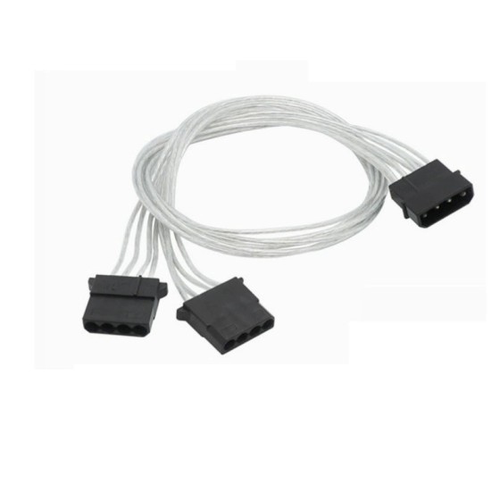 大4ピン → IDE電源変換ケーブル 1→2分岐 20cm 18AWG 錫メッキ銅芯 透明被覆 HDD/光学ドライブ用 補助電源コードka10000a566