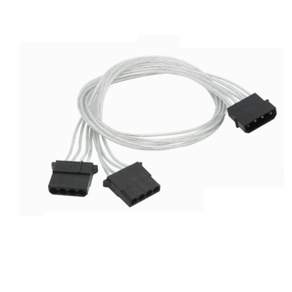大4ピン → IDE電源変換ケーブル 1→2分岐 20cm 18AWG 錫メッキ銅芯 透明被覆 HDD/光学ドライブ用 補助電源コードka10000a566