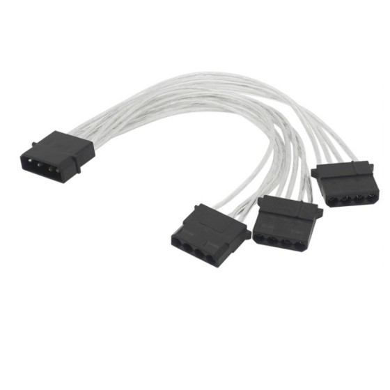 大4ピン → IDE電源変換ケーブル 1→3分岐 20cm 18AWG 錫メッキ銅芯 透明 HDD/光学ドライブ用 補助電源コードka10000a567