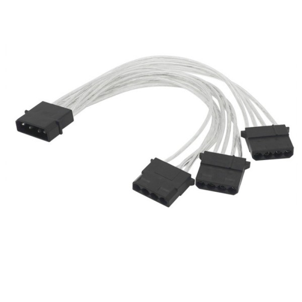 大4ピン → IDE電源変換ケーブル 1→3分岐 20cm 18AWG 錫メッキ銅芯 透明 HDD/光学ドライブ用 補助電源コードka10000a567