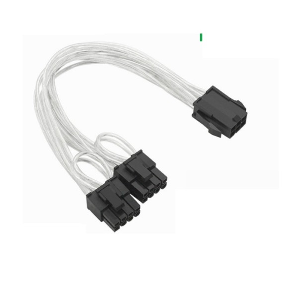 PCI-E 6ピン電源変換ケーブル 1→2分岐 デュアル8ピン (6+2) GPU/グラフィックカード用 補助電源コード 20cm 18AWG 純銅 錫メッキ銅芯 透明被覆ka10000a569