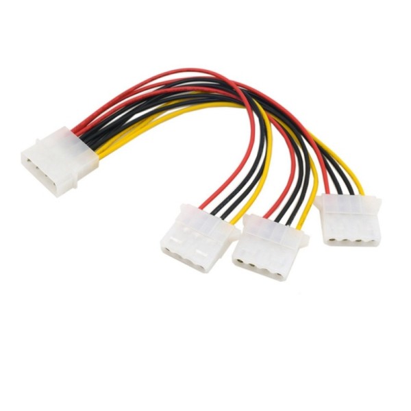 大4ピン IDE電源 3分岐 ケーブル メス×3 HDD/SSD/光学ドライブ対応 20cm 高品質 補助電源 延長コードka10000a570