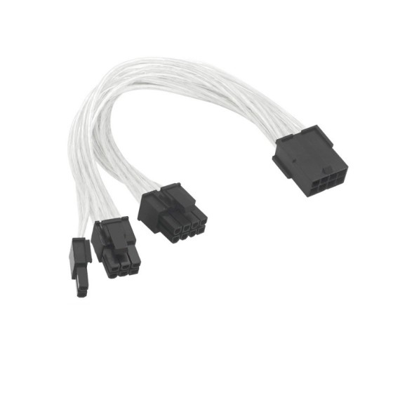 PCI-E 8ピン → デュアル8ピン (6+2) 分岐電源ケーブル グラフィックボード/GPU用 直通タイプ 20cm 18AWG 純銅 錫メッキ銅芯 透明補助電源コードka10000a572