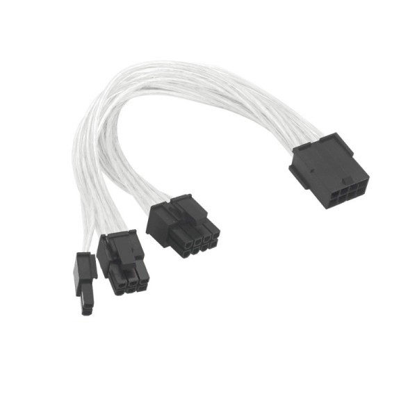 PCI-E 8ピン → デュアル8ピン (6+2) 分岐電源ケーブル グラフィックボード/GPU用 直通タイプ 20cm 18AWG 純銅 錫メッキ銅芯 透明補助電源コードka10000a572