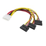 大4ピン → SATA電源ケーブル 3分岐 SATAメス×3 HDD/SSD/光学ドライブ対応 補助電源コード 高品質 18AWG 安定供給ka10000a575